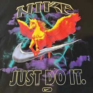 Nike Black Tee with Orange Pegasus and Purple Accents